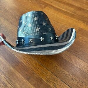 Black & Gray American Flag Cowboy Western Hat